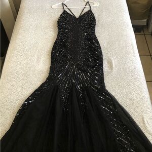 Interlude black formal dress 100% silk with beaded details